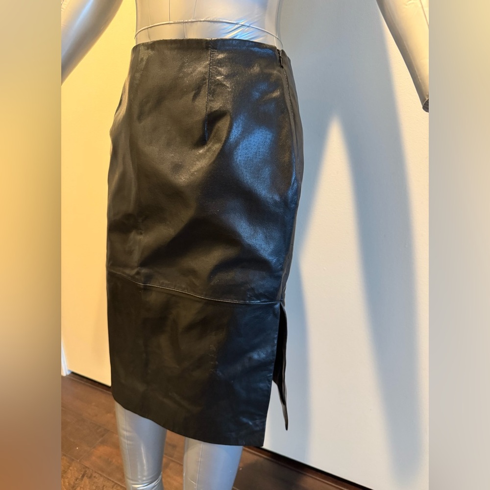 Vintage AMI Black Leather Skirt | 100% Genuine Leather | Size 4